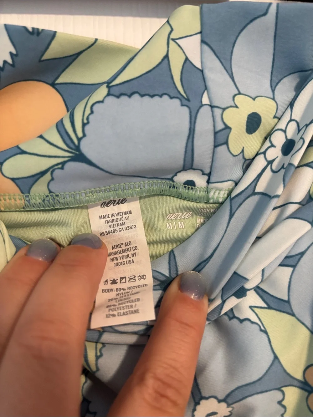 Aerie High-Waist Floral Swim Bottoms - Blue & Green